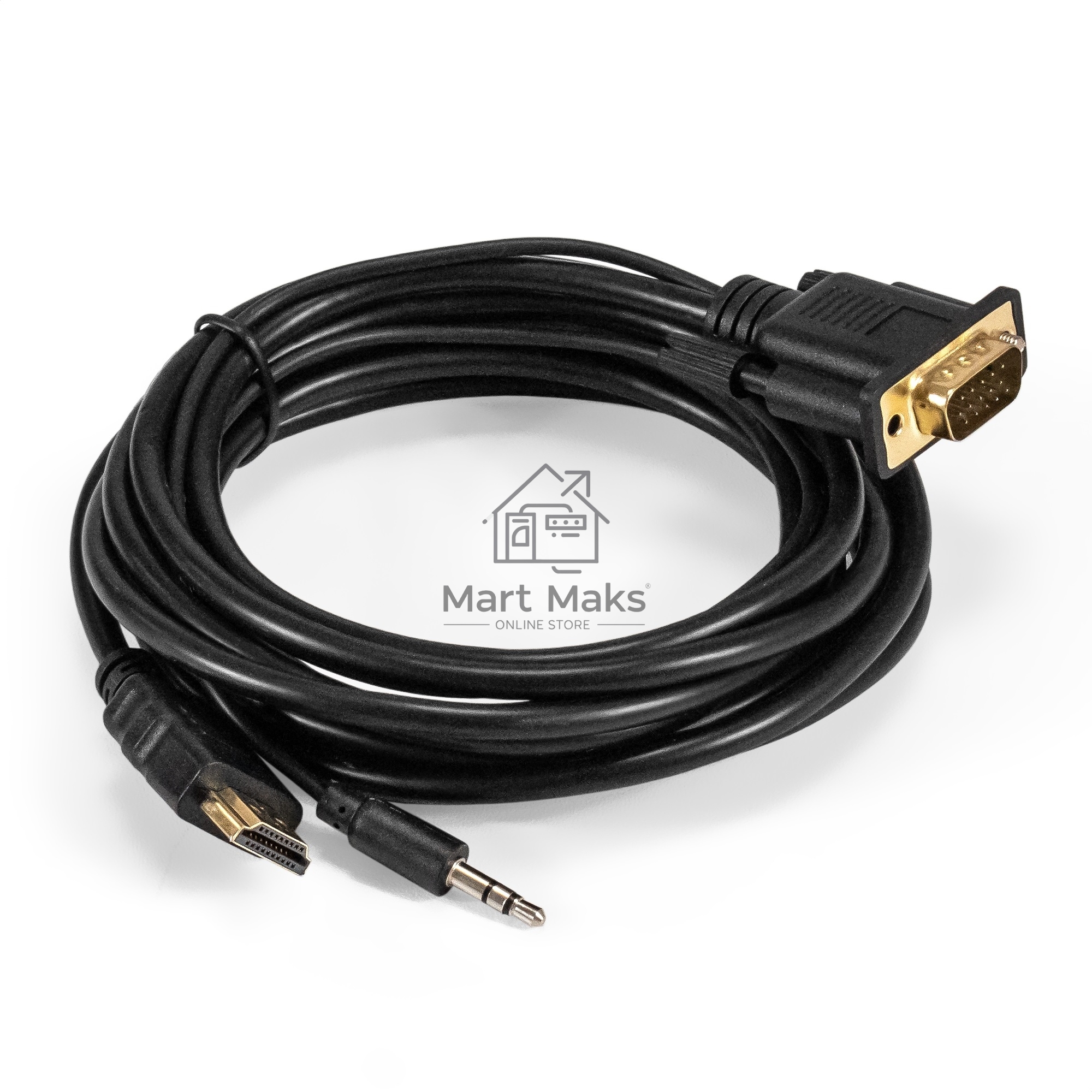Кабель-переходник HDMI-VGA ExeGate EX-HDMIM-VGAM-3.5JackS-3.0 (19M/15M+3.5mm Jack M, 3м) Преобразователь цифрового HDMI сигнала в VGA видео и стерео-аудио