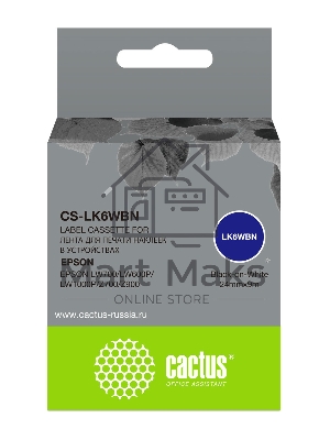 Картридж ленточный Cactus CS-LK6WBN черный, 24мм, 9м для Epson LW700/LW600P/LW1000P/Z700/Z900