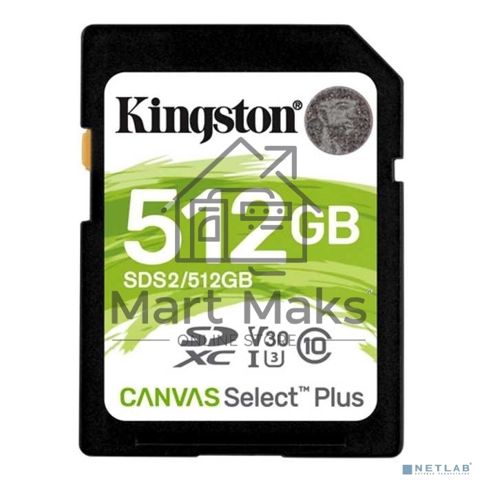 Флеш карта SDXC 512Gb Class10 Kingston SDS2/512GB Canvas Select Plus w/o adapter