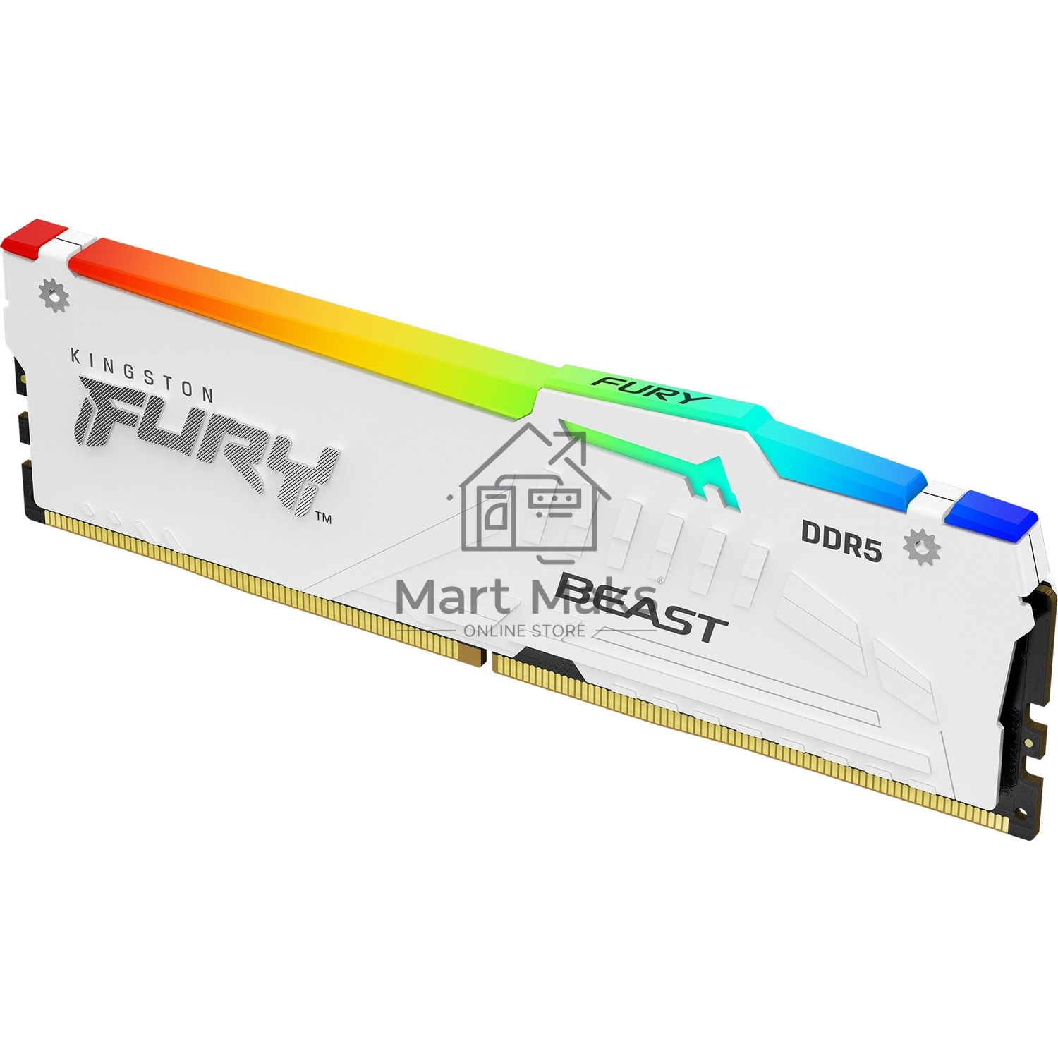 Оперативная память Kingston Fury Beast, DDR5, 16GB (1x16GB), 6000MHz, CL36, DIMM, с радиатором, RGB, белый