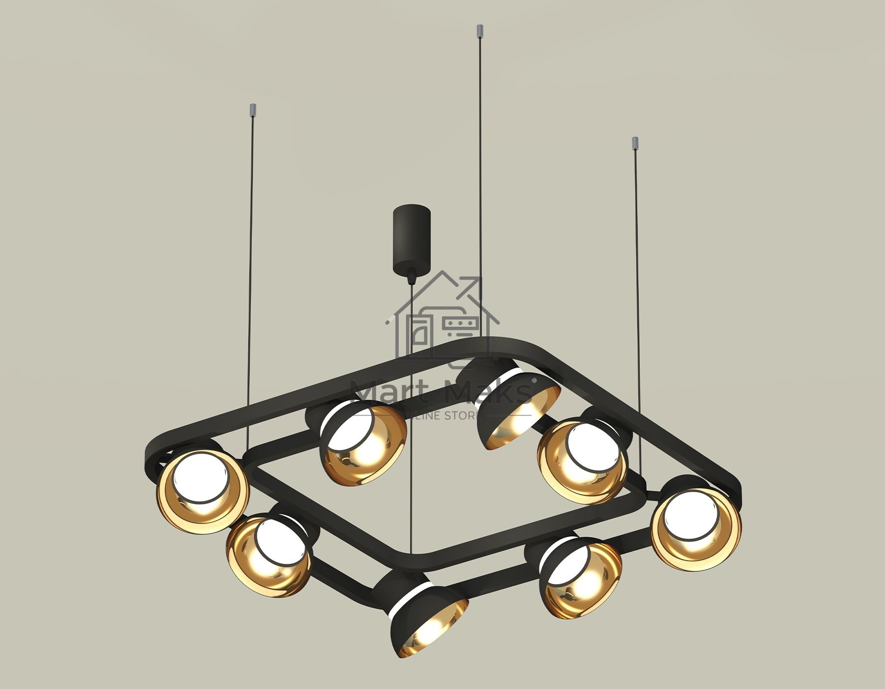Светильник Ambrella light XB9182081/8 SBK/PYG/CL черный песок/золото желтое полированное/прозрачный GX53 (С9182, N8145)