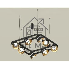 Светильник Ambrella light XB9182081/8 SBK/PYG/CL черный песок/золото желтое полированное/прозрачный GX53 (С9182, N8145)