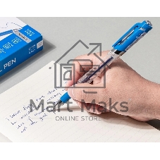 Ручка гелевая Deli EG158-BL прозрачный, d=0.7мм, синие чернила, резиновая манжета