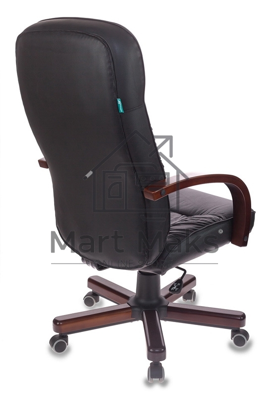 Кресло руководителя Бюрократ T-9908/WALNUT черный, кожа, крестовина металл