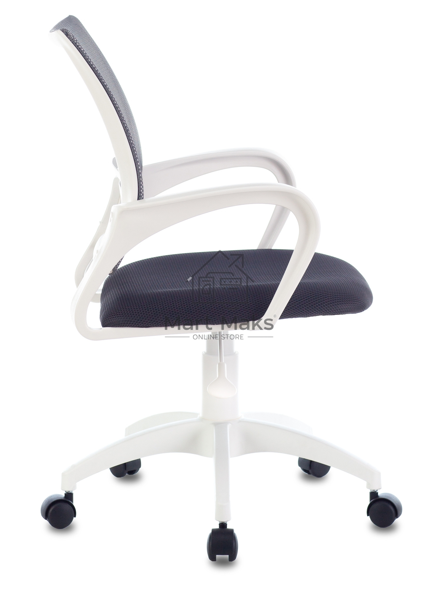 Кресло компьютерное Бюрократ CH-W695NLT TW-04 TW-12 темно-серый, сетка/ткань, крестовина пластик, пластик белый