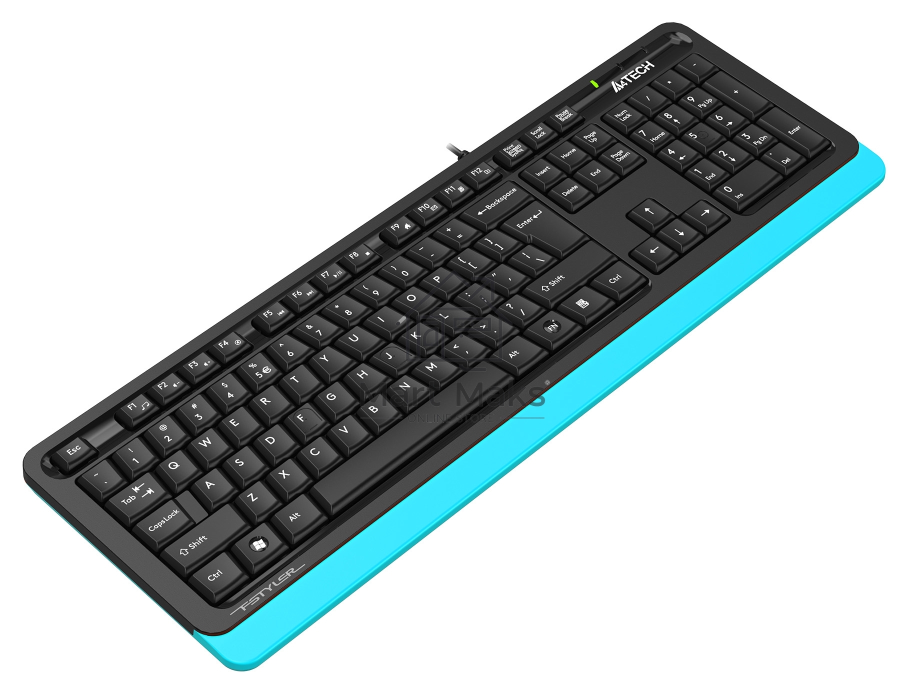 Клавиатура A4Tech Fstyler FKS10 проводная, USB, черный/синий