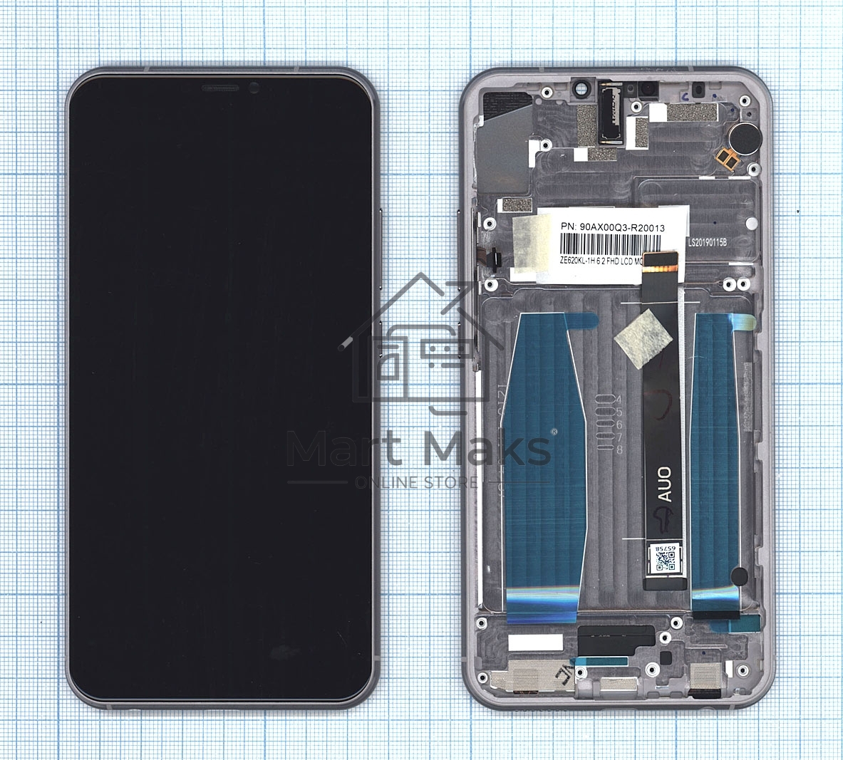 Дисплей для Asus ZenFone 5 ZE620KL серебро с рамкой