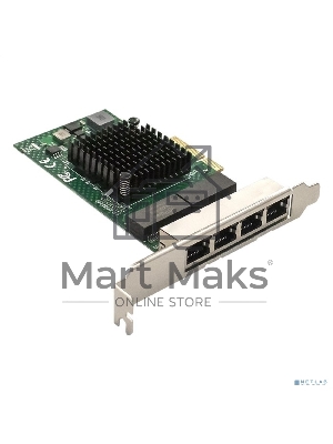 Сетевой адаптер ExeGate EXE-BCM5719 (PCI-E x4 v2.0, порты 4xRJ45, 10/100/1000Mbps, Gigabit Chipset Broadcom BCM5719)