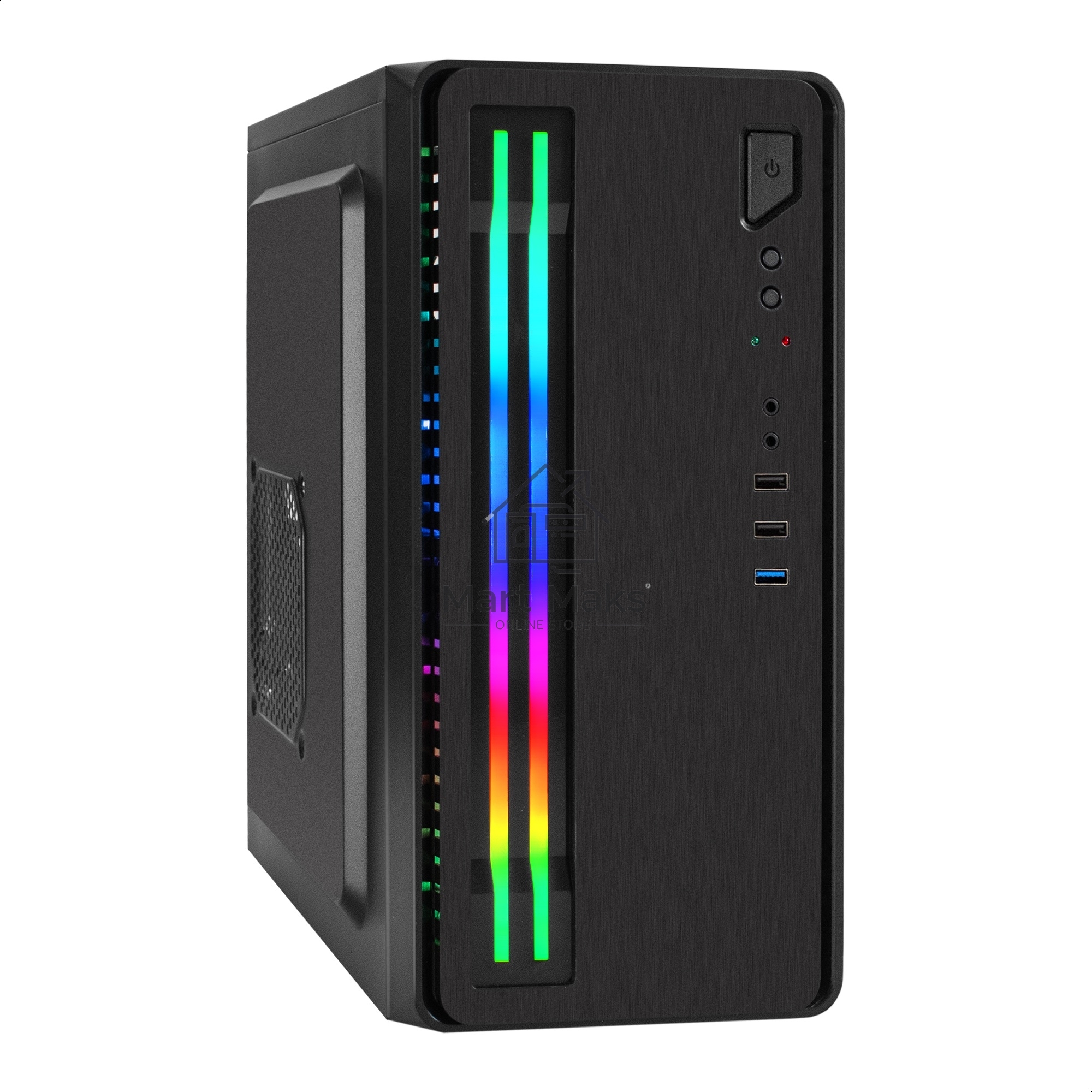 Компьютерный корпус Minitower ExeGate mEVO-7805 (mATX, без БП, 2*USB+1*USB3.0, аудио, черный, с 2*RGB подсветкой)