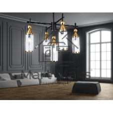 Люстра Ambrella light LH55256/5 BK/BS/CL черный/латунь/прозрачный E14*5 max 40W D520*520