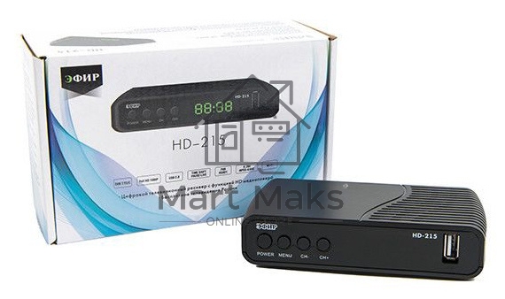 Ресивер эфирный цифровой Эфир DVB-T2 HD HD-215 пластик, дисплей DOLBY DIGITAL,