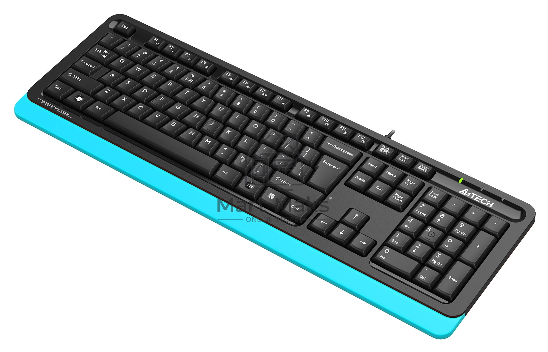 Клавиатура A4Tech Fstyler FKS10 проводная, USB, черный/синий
