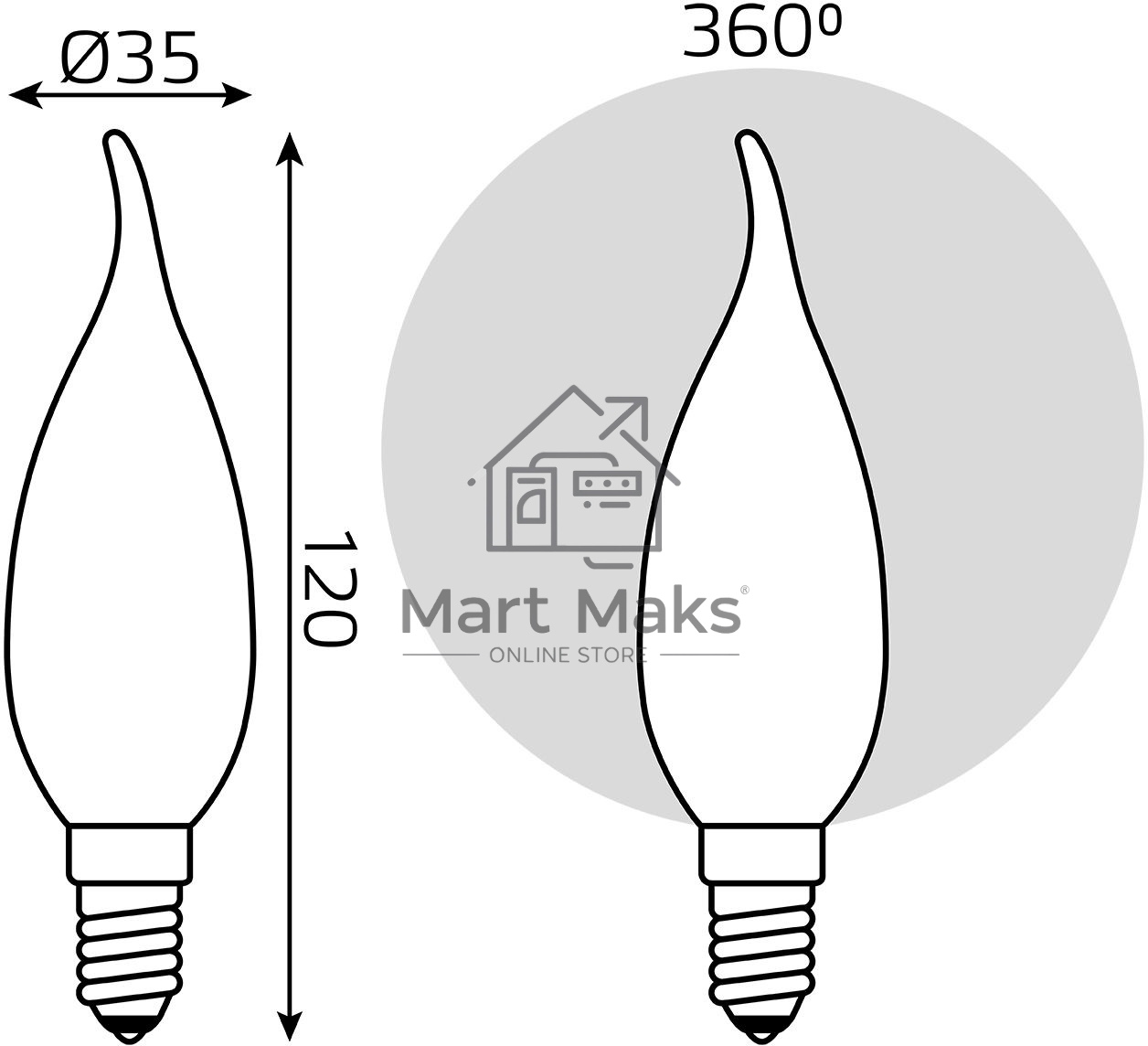 Лампа светодиодная Filament Свеча на ветру E14 5Вт 4100К OPAL GAUSS 104201205