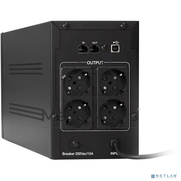 Источник бесперебойного питания ExeGate EP285490RUS SpecialPro UNB-1200.LED.AVR.EURO.RJ.USB<1200VA/750W, LED, AVR, 4 евророзетки, RJ45/11, USB, Black>