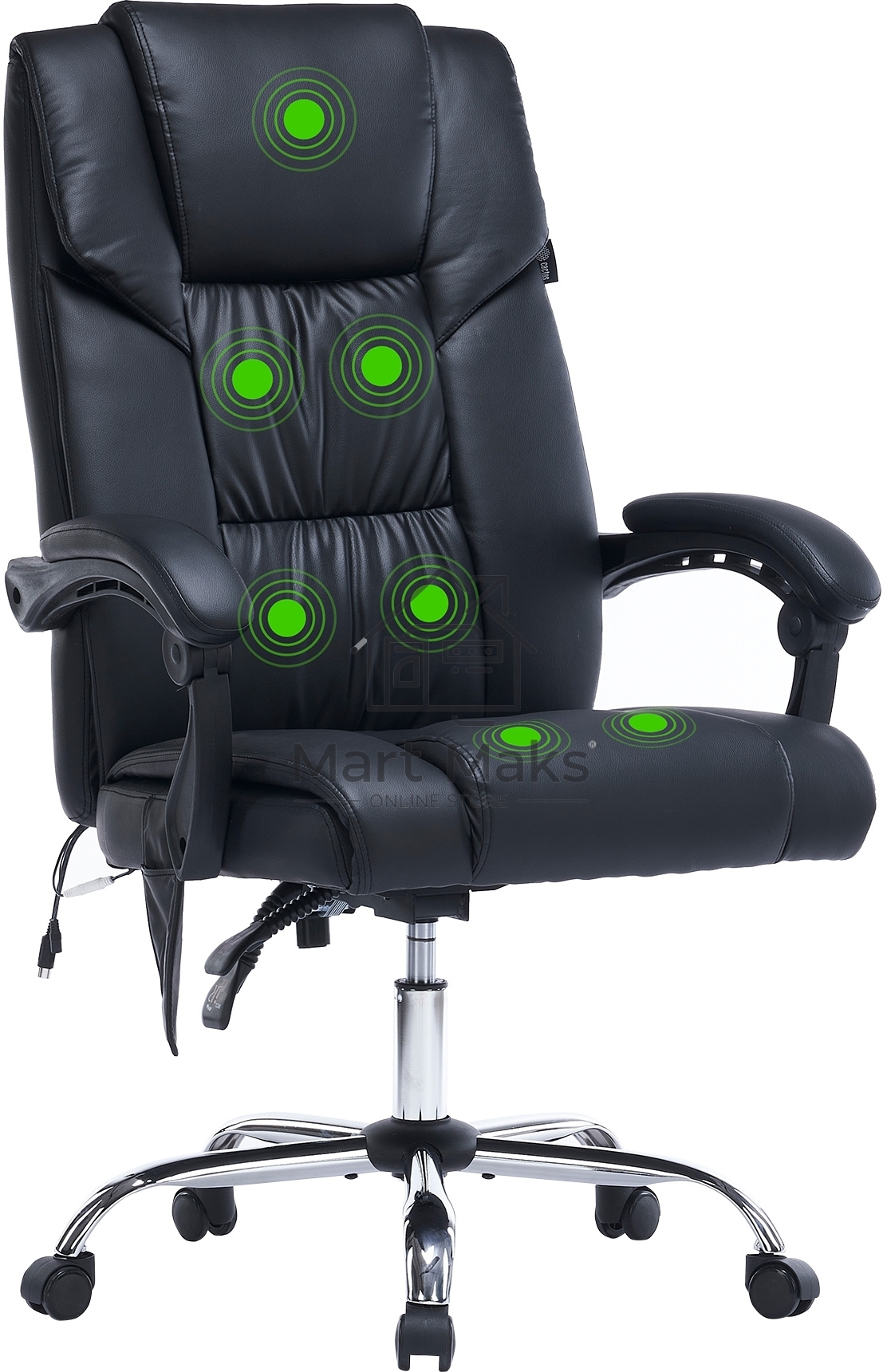 Кресло офисное Cactus CS-CHR-OC02M-BK черный, эко.кожа, крестов. сталь