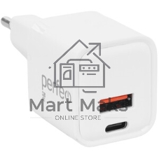 Сетевое зарядное устройство PERFEO с двумя разъемами USB-A+TYPE-C, 20W, серый