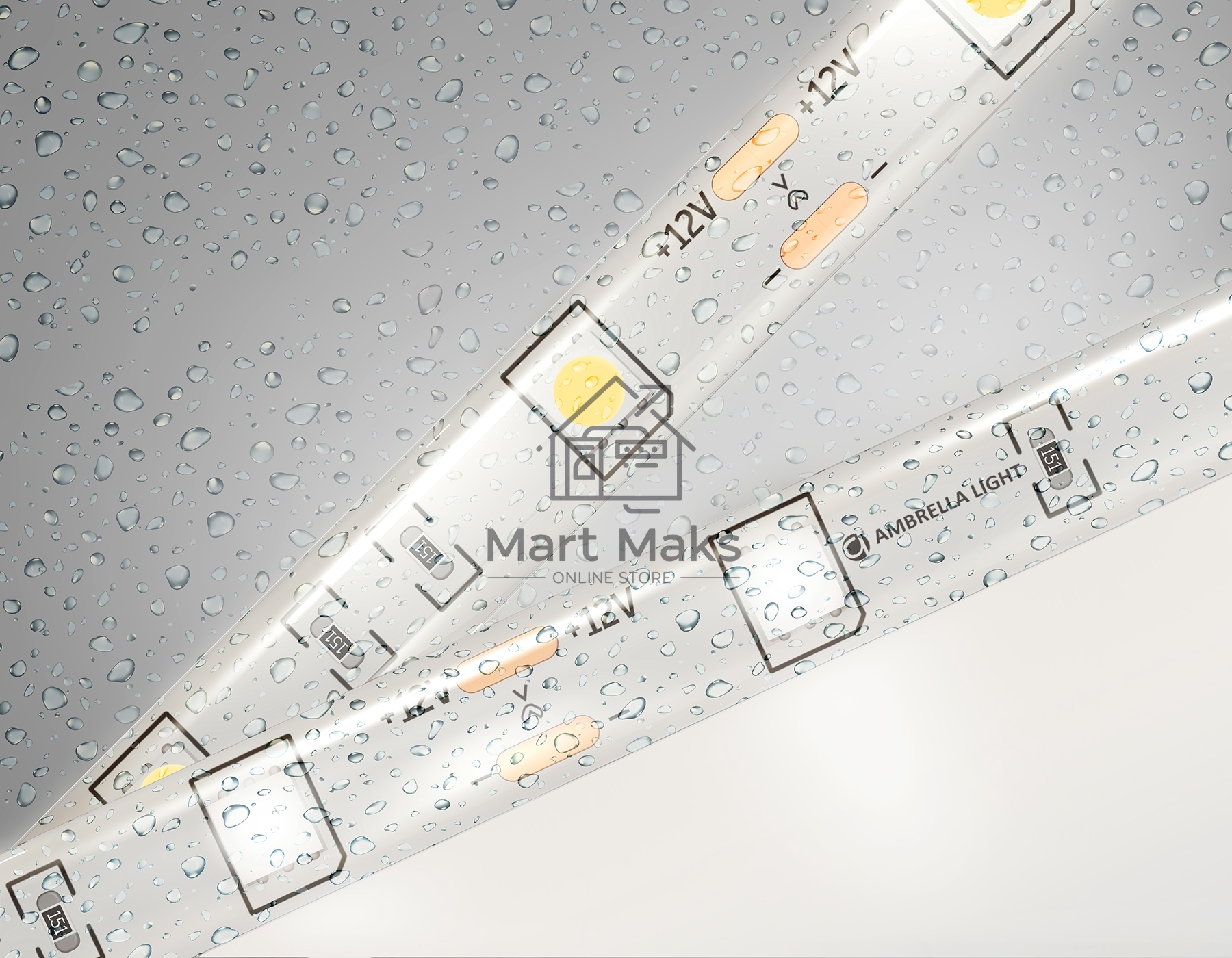 Светодиодная лента Ambrella light GS1902 5050 30Led/ 7.2W m/ 12V IP65 4500K/ 5000*10*2.87mm (2 конт.)
