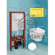 Комплект BAU 6 в 1: усиленная инсталляция BAU IDEAL, унитаз подвесной безободковый Bau Nimb Hurricane смыв торнадо, быстросъемное тонкое сиденье дюропласт микролифт, клавиша нерж. сталь золото