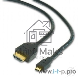 Кабель Cablexpert HDMI-micro HDMI CC-HDMID-6, 19M/19M, v2.0, медь, позол.разъемы, экран, 1.8м, черный, пакет