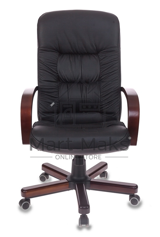 Кресло руководителя Бюрократ T-9908/WALNUT черный, кожа, крестовина металл