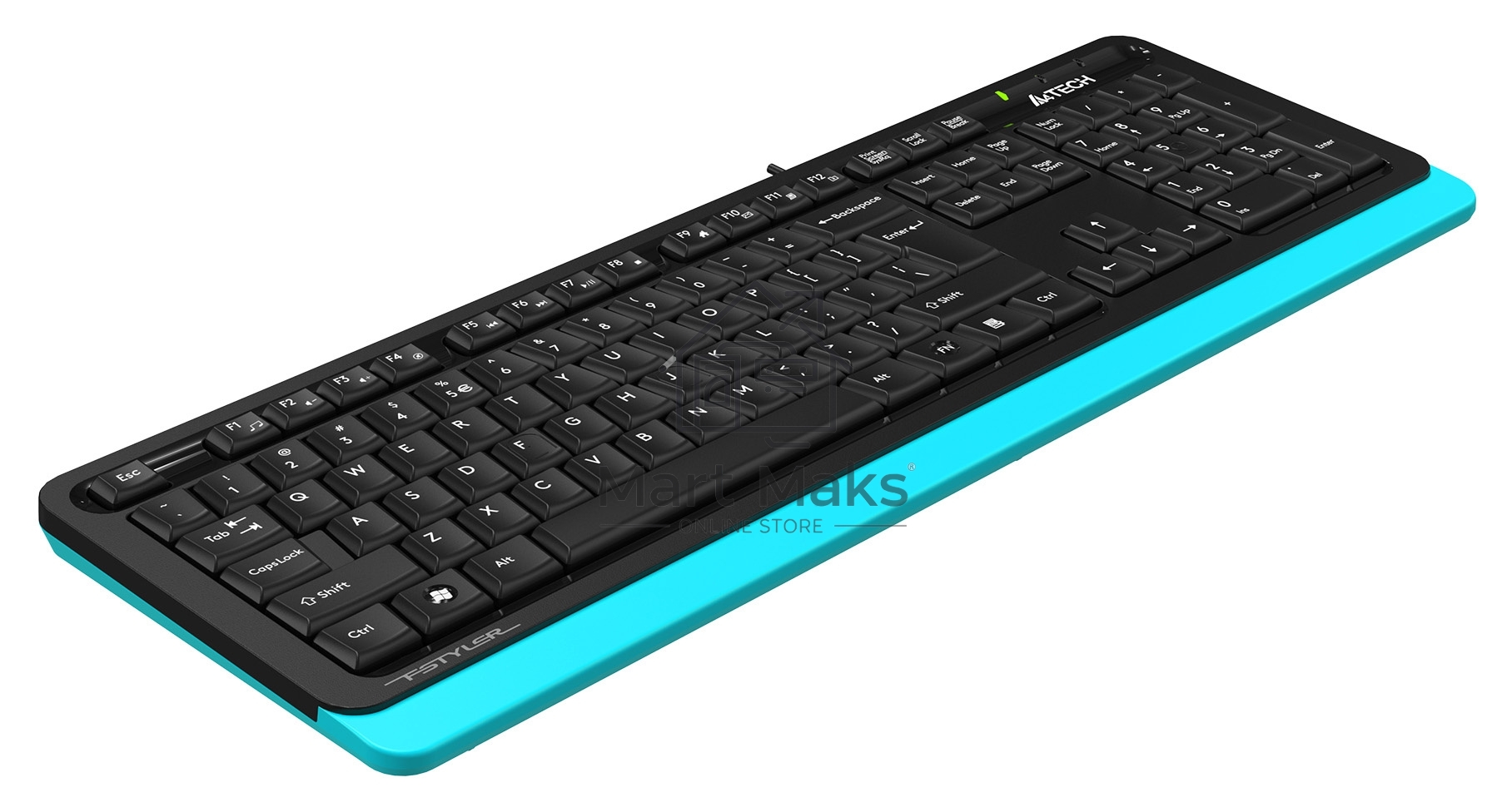 Клавиатура A4Tech Fstyler FKS10 проводная, USB, черный/синий