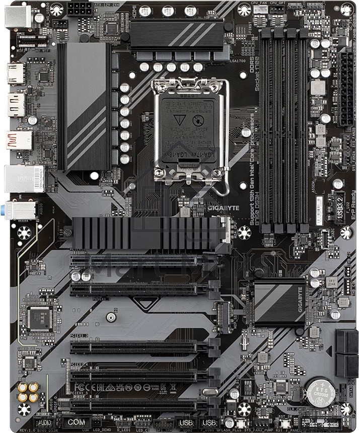 Материнская плата Gigabyte B760 DS3H, LGA 1700, Intel B760, 4xDDR5, 4xSATA, 2xM.2, 1xPCIe 4.0 x16, 4xPCIe 3.0 x1, 1xHDMI, 1xDP, 1x 1Gb LAN, 1xUSB 3.2 Gen 2, 1xUSB 3.2 Gen 2x2, 4xUSB 2.0, 3x3.5 мм, 7.1, ATX