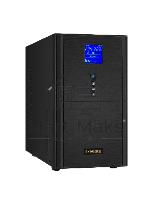 Источник бесперебойного питания (инвертор, синус, для котла) ExeGate SineTower SZ-3000.LCD.AVR.3SH.1C13.RJ.USB 3000VA/2400W, чистая синусоида, LCD дисплей, AVR, 3*Schuko+1*C13, RJ45/11, USB, линейно-интерактивный, внешняя батарея 48В до 200А·ч, черный