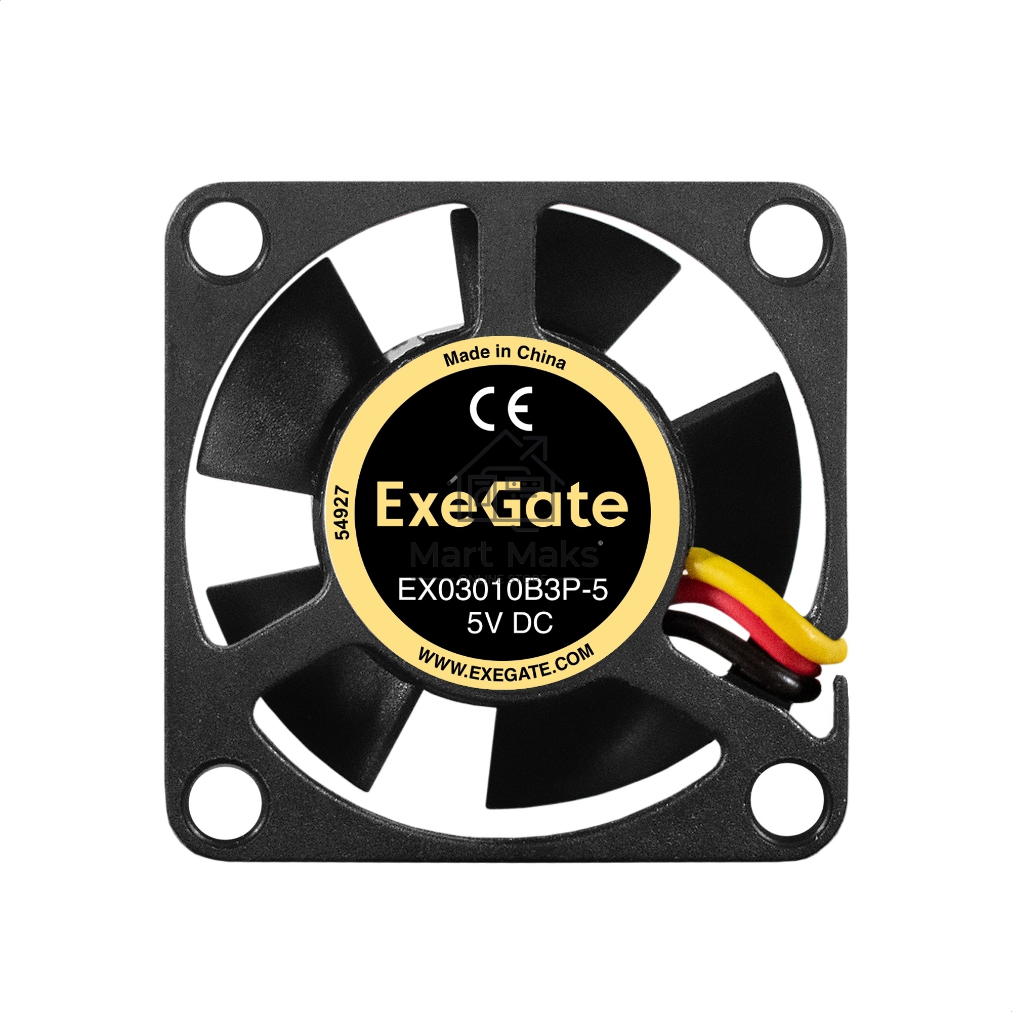 Вентилятор для корпуса ExeGate EX03010SB2P-5 черный, 30 мм, 9500 об/мин, 26 дБ, 3 pin