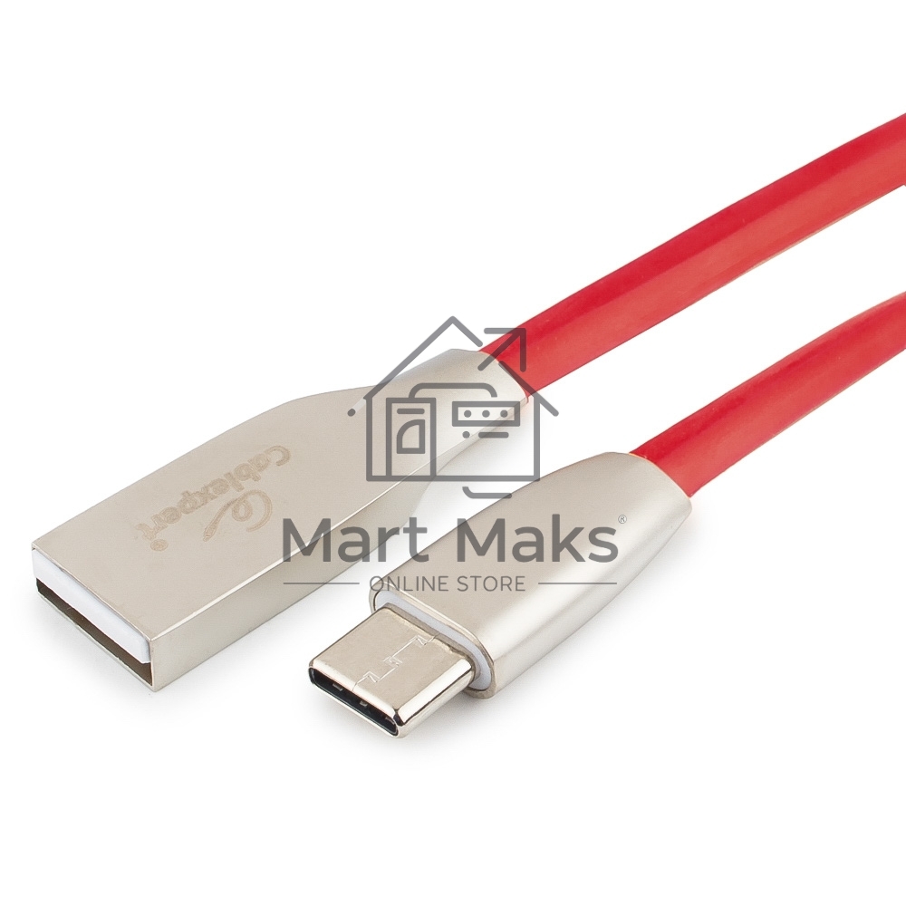 Кабель USB 2.0 Cablexpert CC-G-USBC01R-3M, AM/Type-C, серия Gold, длина 3м, красный, блистер