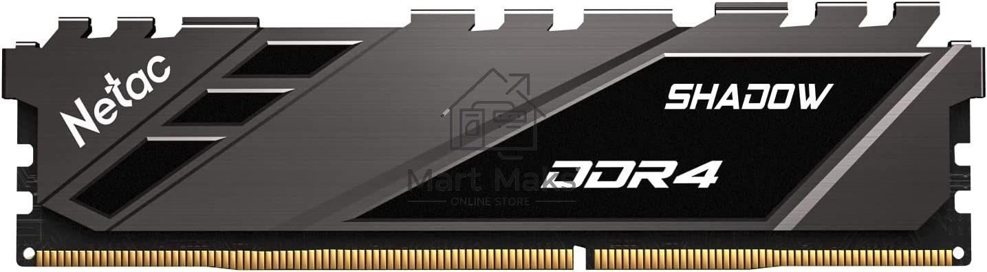 Оперативная память NETAC Shadow, DDR4, 16GB (1x16GB), 3200MHz, CL16, DIMM, с радиаторами, серый