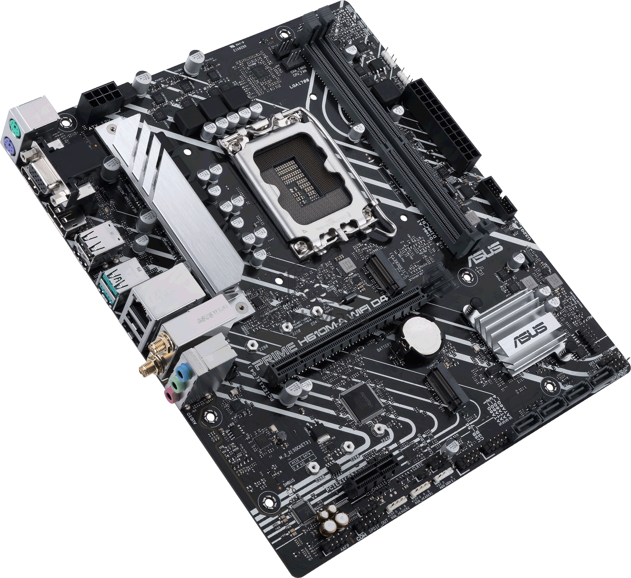 Материнская плата ASUS PRIME H610M-A WIFI D4, LGA 1700, Intel H610, 2xDDR4, 4xSATA, 2xM.2, 1xPCI-E 4.0 x16, 1xHDMI, 1xDisplayPort, 1x 1Gb LAN, 2xUSB-A 3.2 Gen 2, 4xUSB-A 2.0, 3x3.5 мм, 7.1, Micro-ATX