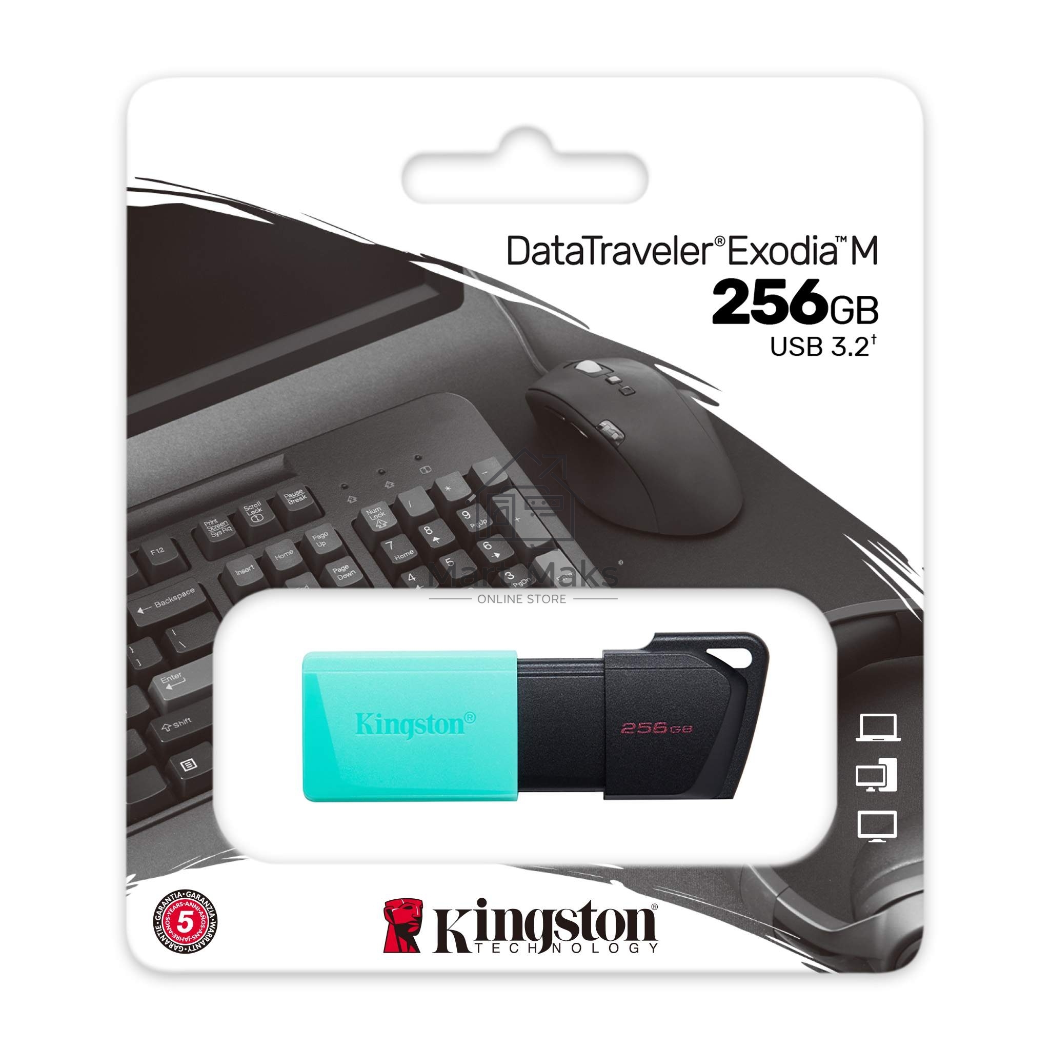 Флешка USB R/W R/W Kingston 256Gb DataTraveler DTXM DTXM/256GB USB3.2 черный/зеленый