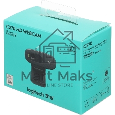 Веб-камера Logitech C270 HD 1280x720, 30 кадр/с, USB Type-A, микрофон (шумоподавление), автоосвещение, универсальное крепление