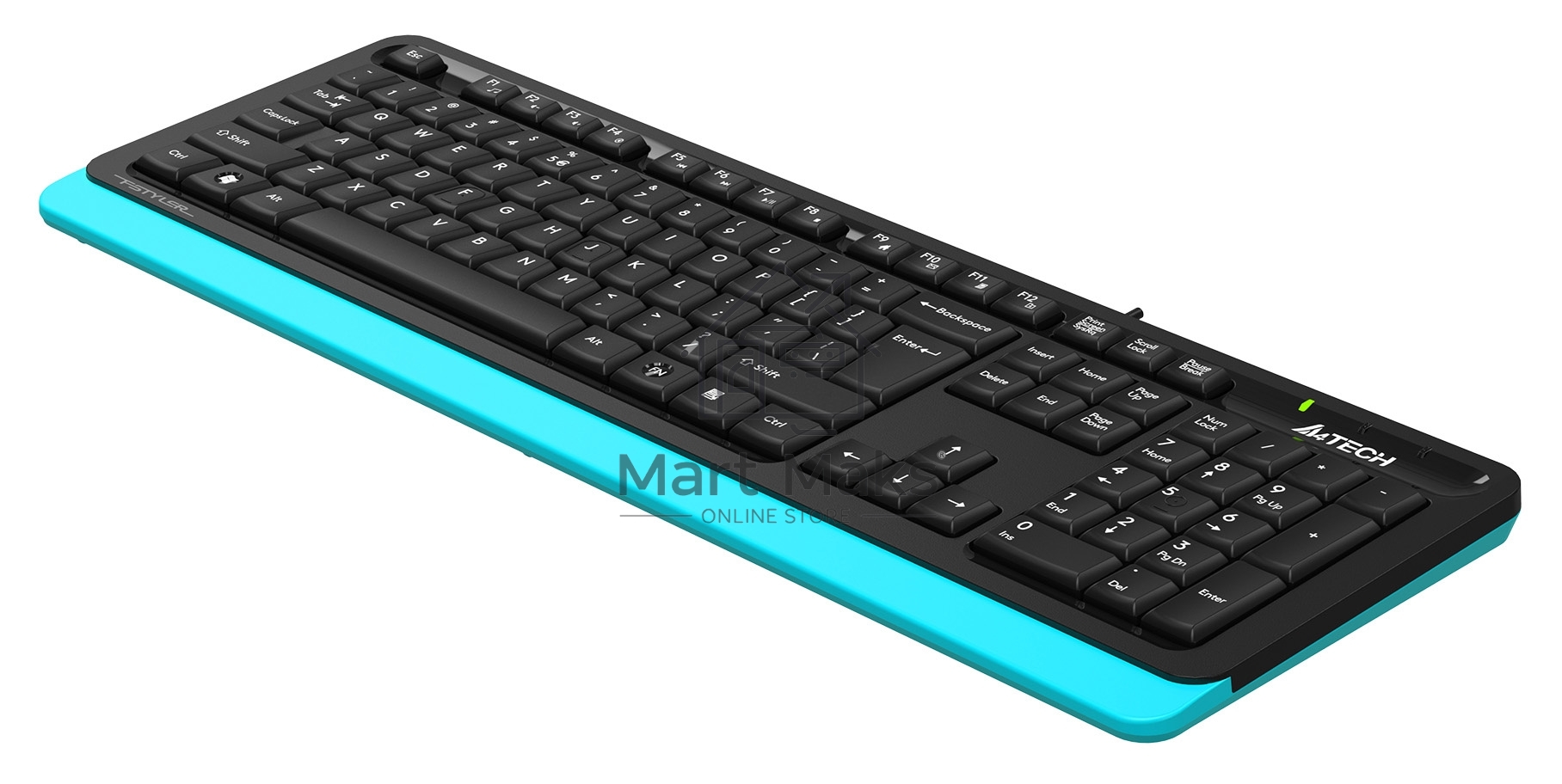 Клавиатура A4Tech Fstyler FKS10 проводная, USB, черный/синий