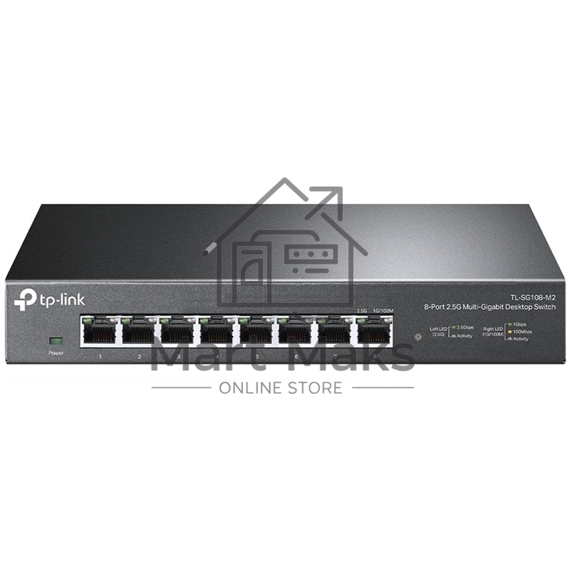 Коммутатор TP-Link 8-port Desktop 2.5G Unmanaged switch, 8 100/1G/2.5G RJ-45 ports, Fanless design, 12V/1.5A DC power supply.