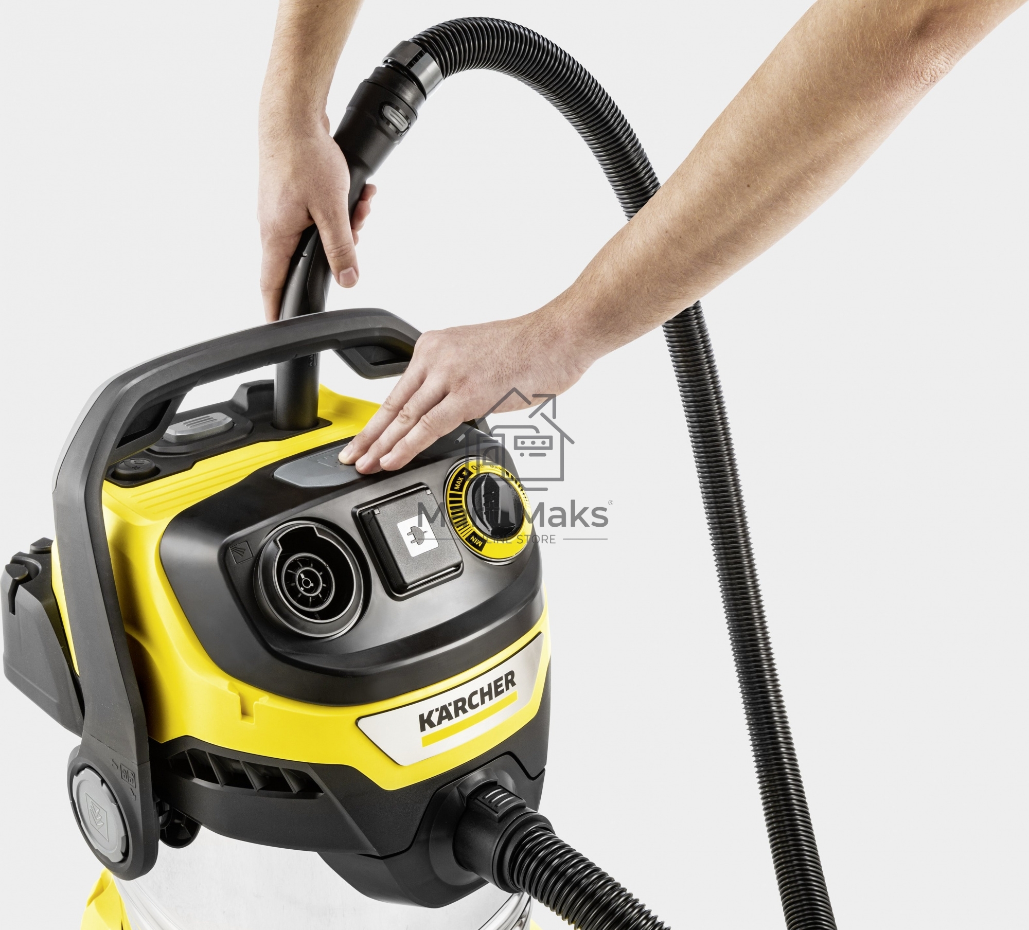 Строительный пылесос Karcher WD 6 P S V-30/6/22/T желтый, 1300 Вт, уборка сухая/сбор воды, пылесборник мешок/контейнер, 30 л