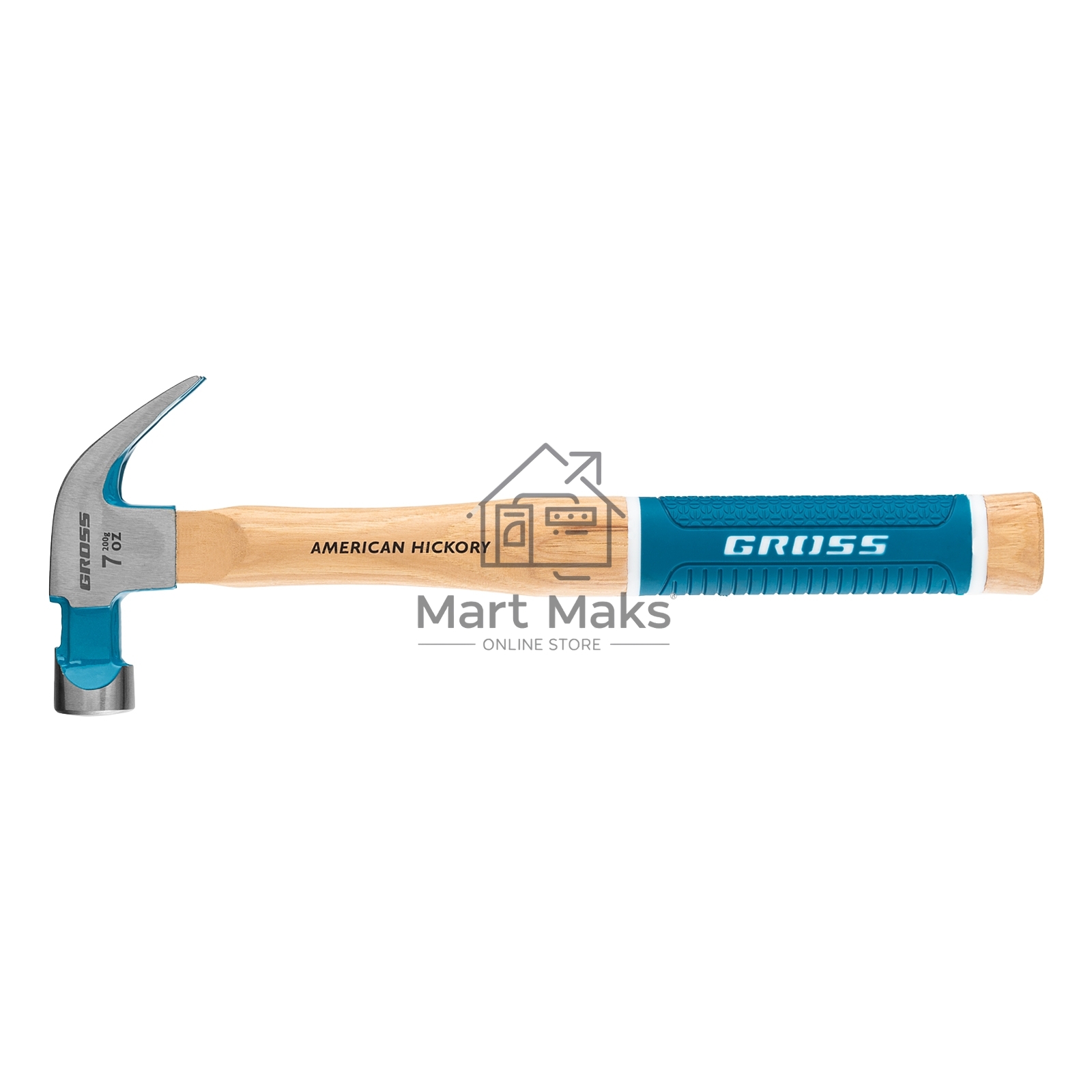 Молоток-гвоздодер GROSS 200 г угол 45 магнит обрезиненная рукоятка AMERICAN HICKORY 10414