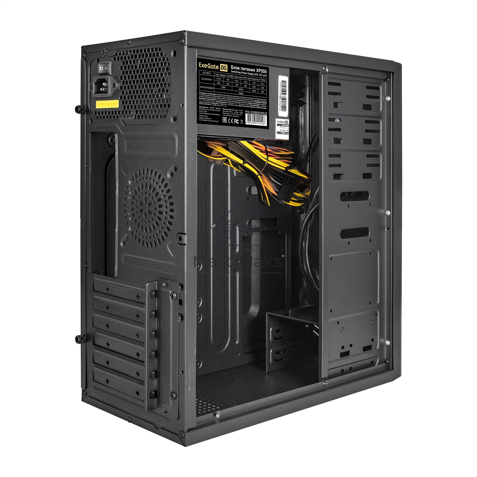 Компьютерный корпус Miditower ExeGate XP-340U-XP550 (ATX, XP550 с вент. 12см, 1*USB+2*USB3.0, аудио)