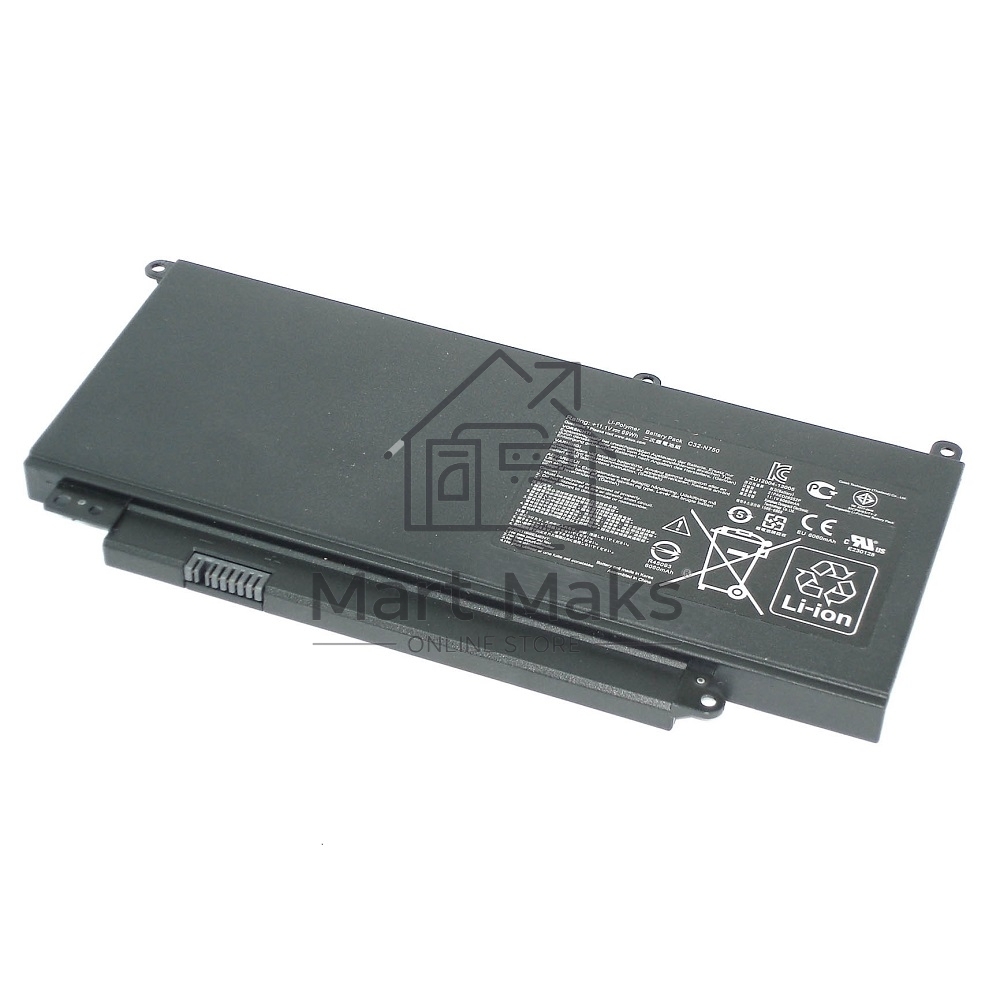 Аккумуляторная батарея для ноутбука Asus N750JK 11.1V 6200mAh C32-N750 черный