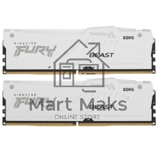 Оперативная память Kingston Fury Beast, DDR5, 32Gb (1x32Gb), 5600MHz, CL40, DIMM, с радиаторами, RGb, белый