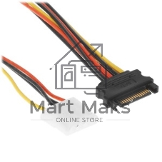 Кабель питания SATA Cablexpert CC-SATA-2MOLEX-20CM, Sata 15pin/2x Molex 4pin, 20 см, пакет