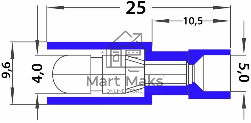 Разъем штекерный полностью изолированный штекер 4 мм 1.5-2.5 мм² (РШПи-п 2.5-4/РШИп 2-5-4) синий Rexant