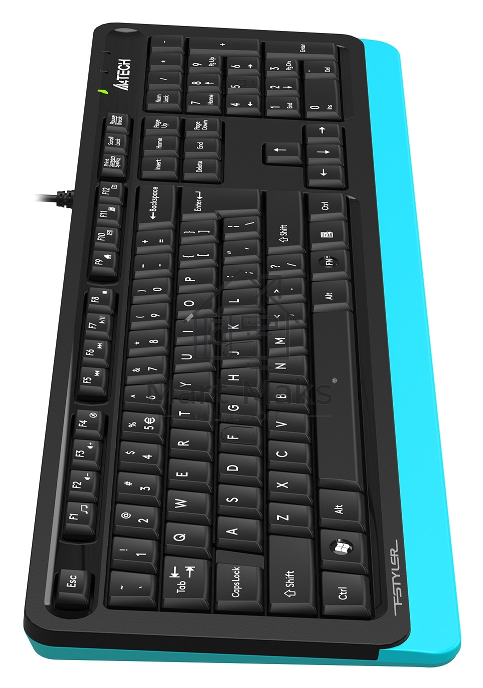 Клавиатура A4Tech Fstyler FKS10 проводная, USB, черный/синий
