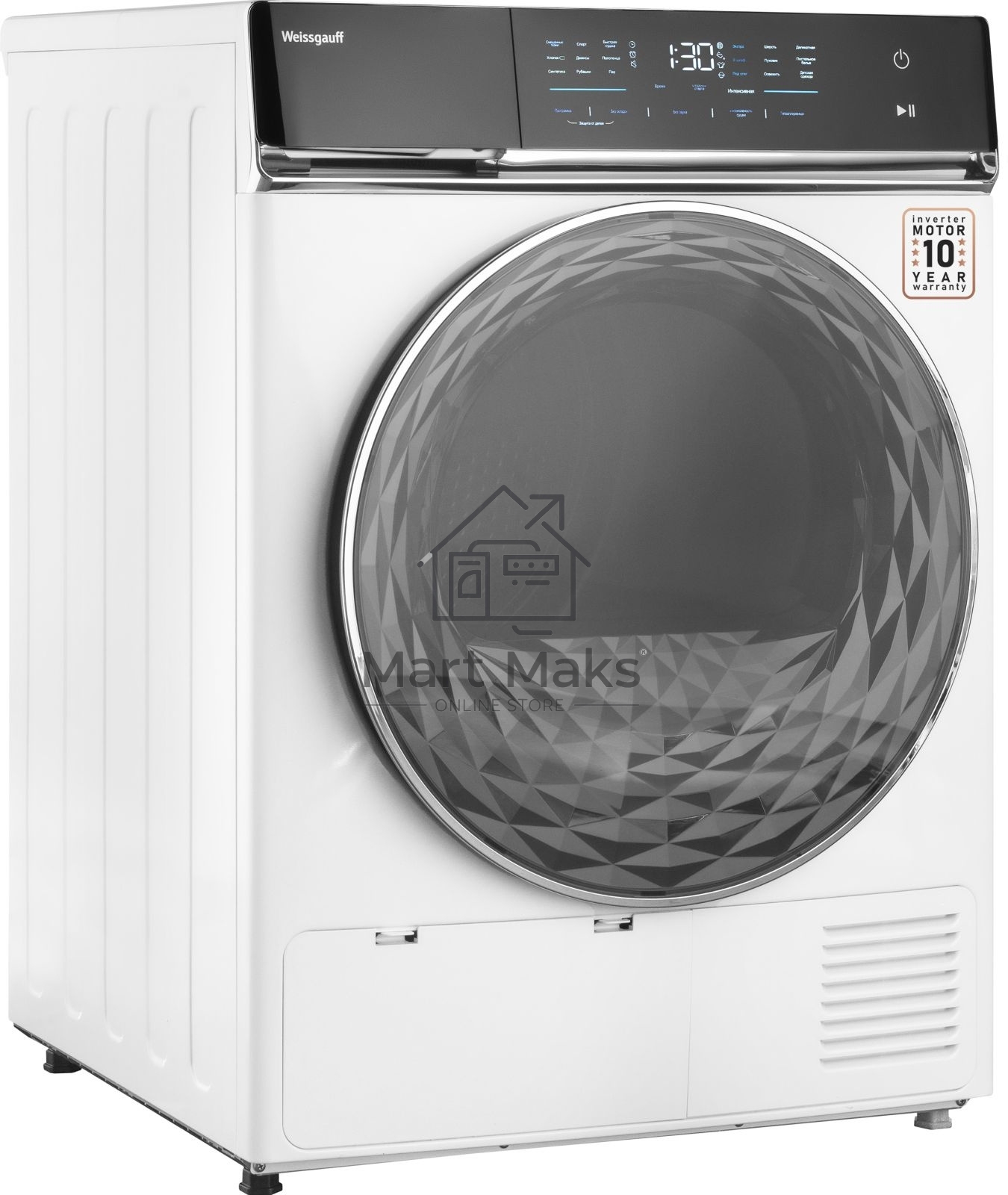 Сушильная машина WEISSGAUFF WD 779 Diamond Heat Pump белый, 8 кг, сушка - тепловой насос, программ - 16, 59.8 x 84.5 x 65.2 см