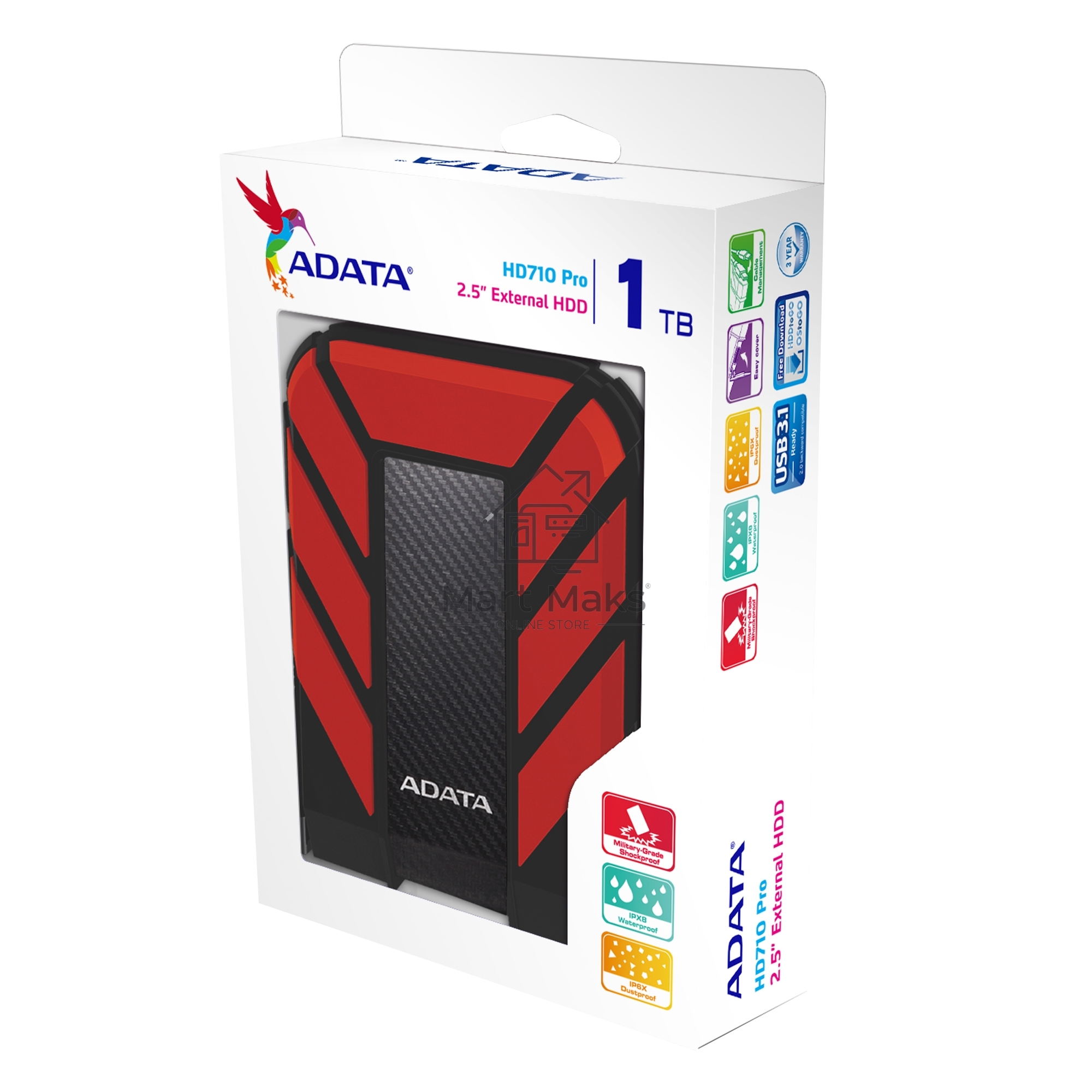 Внешний жесткий диск ADATA USB 3.0 1Tb AHD710P-1TU31-CRD HD710P DashDrive Durable 2.5