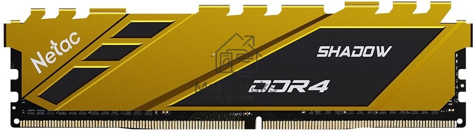 Оперативная память NETAC Shadow, DDR4, 16GB (1x16GB), 3200MHz, CL16, DIMM, с радиаторами, желтый