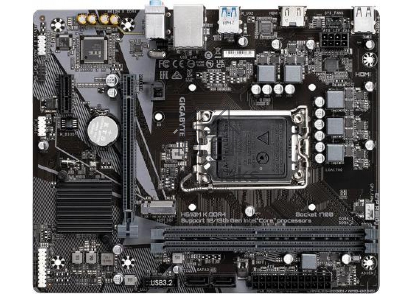 Материнская плата Gigabyte H610M K DDR4 V2.0, LGA 1700, Intel H610, 2xDDR4, 2xSATA, 1xM.2, 1xPCIe 4.0 x16, 1xPCIe x1, 1xHDMI, 1x 1Gb LAN, 2xUSB-A 3.2 Gen 1, 4xUSB-A 2.0, 3x 3.5 мм, 7.1, mATX