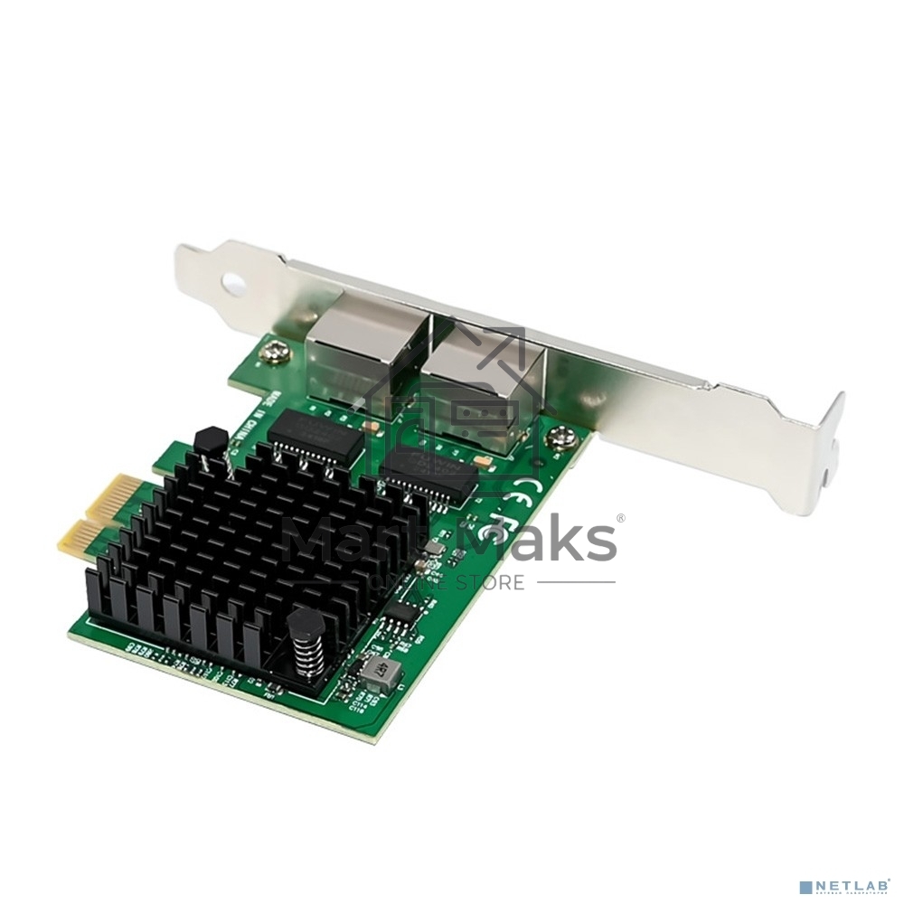 Сетевая карта ORIENT XWT-INT226L2PE PCI-Ex1 v3.1 2xRJ45 2.5GbE NIC, Intel I226-V chipset, 2.5/1 Гбит/с, 2 планки крепления (33474)