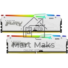 Оперативная память Kingston Fury Beast, DDR5, 32Gb (1x32Gb), 5600MHz, CL40, DIMM, с радиаторами, RGb, белый