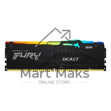 Оперативная память Kingston Fury Beast Black RGB, DDR5, 64Gb (2x32 Gb), 5200 MHz, CL40, радиатор, RGB, черный